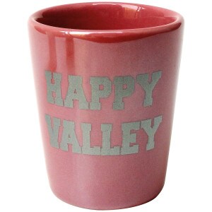 pink luster shot glass with silver Happy Valley